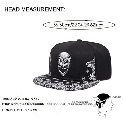 Fashion Snapback Hat Paisley Skeleton Embroidery HipHop Hat