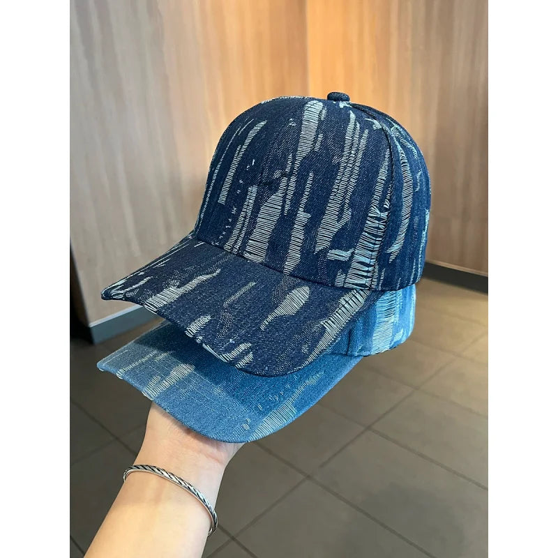 Retro Distressed Hard-Top Baseball Cap For Women
