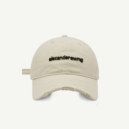 Ripped Letter Embroidery Trendy Baseball Cap Children Soft Top Showing Face Small Couple Big Head Casual Cap Men