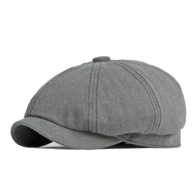 Spring Fall Newsboy Cap Men British Cotton Octagonal Hat