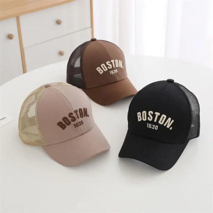 Summer Baby Mesh Baseball Cap Letter Embroidery Kids Peaked Hat For Boy Girl Solid Color Breathable Children Sun Hats