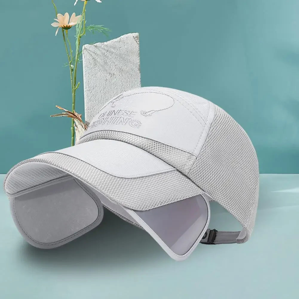 Adjustable Sun Visor Hat Retractable Brim Fishing Cap Quick-Drying Breathable Mesh