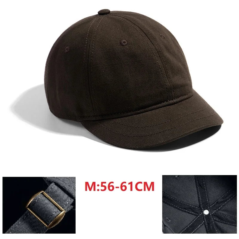 Men's Short Brim Baseball Cap Casual Solid Corduroy Soft Top Cap