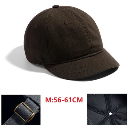 Men's Short Brim Baseball Cap Casual Solid Corduroy Soft Top Cap