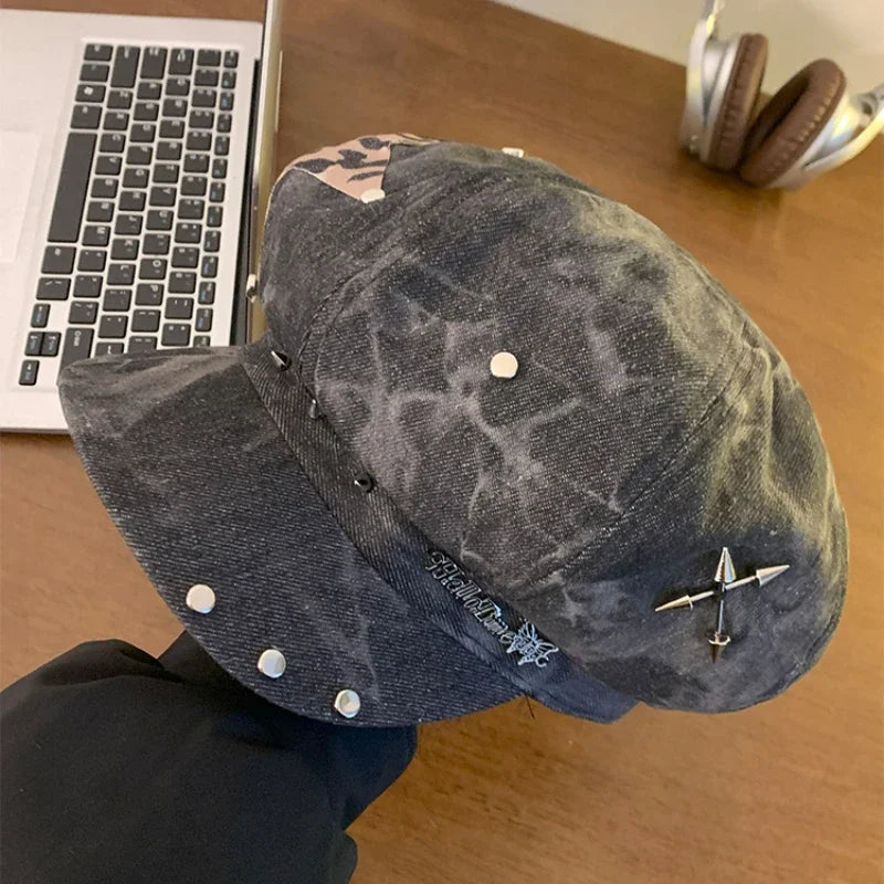 American Punk Style Rivet Star Design Octagonal Hats