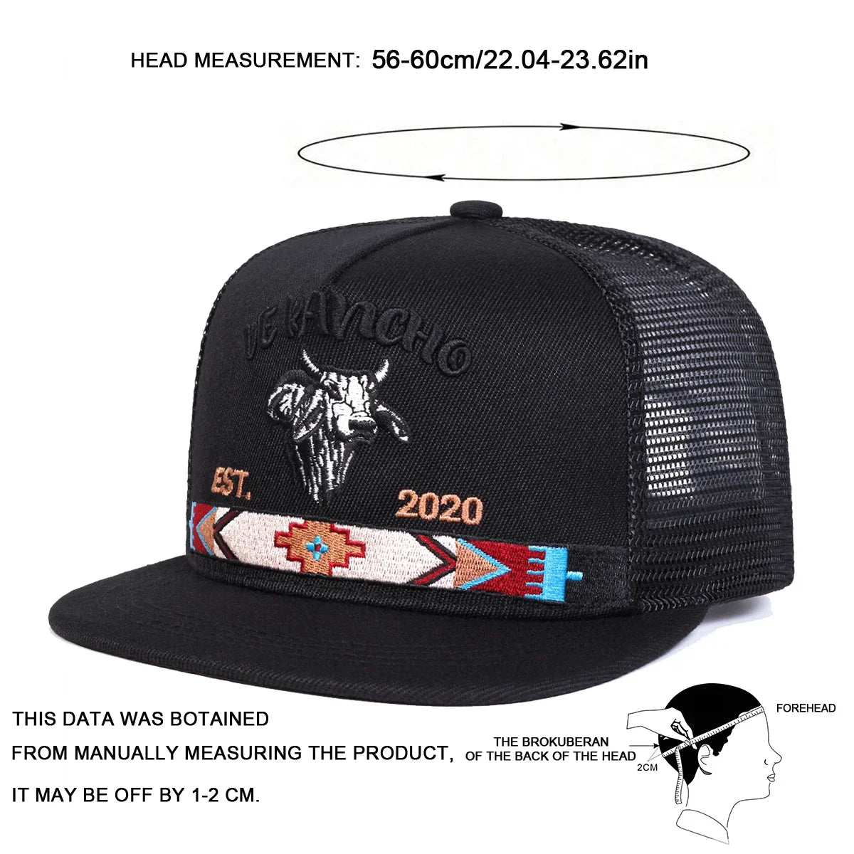 Unisex Bullhead Letter Embroidery Hip-hop Net Hats Spring Summer