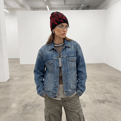 Y2K Soft Spider Web Pattern Beanie Caps