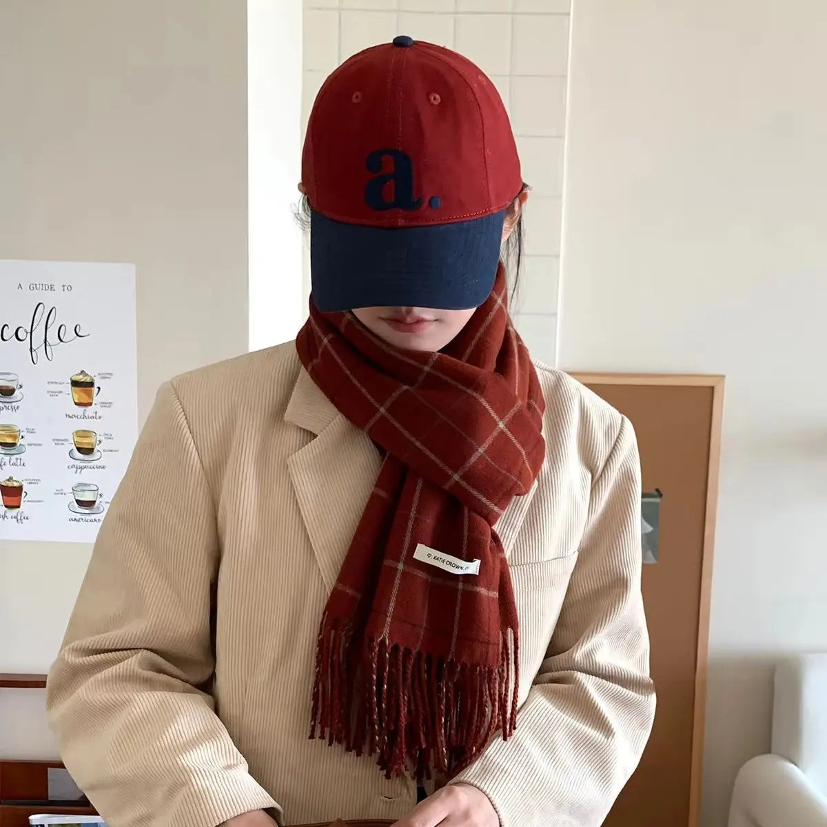 Embroidered “A” Wide-Brimmed Baseball Cap Women