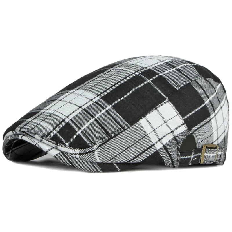 Men Women Vintage Plaid Artist Painter Beret Hat