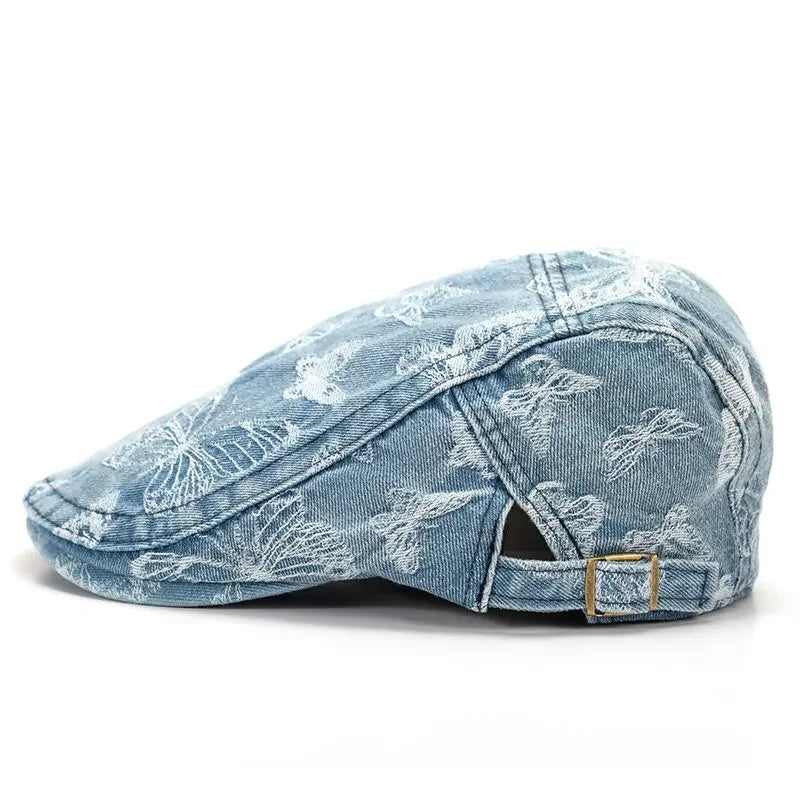 Spring And Autumn Cotton Cartoon Butterfly Print Newsboy Caps