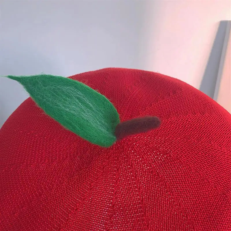 Adult Red Apple Spring Autumn Breathable Knit Beret