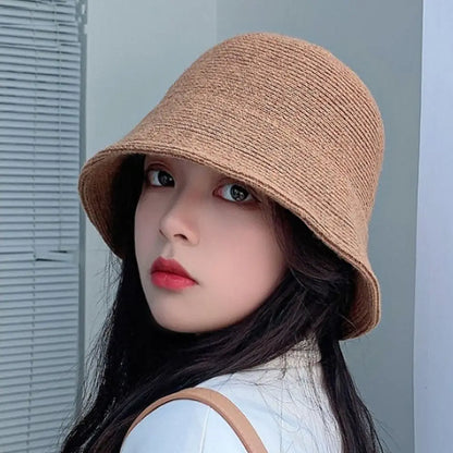 Portable Warm Wool Bucket Hat Casual Foldable Panama Hat