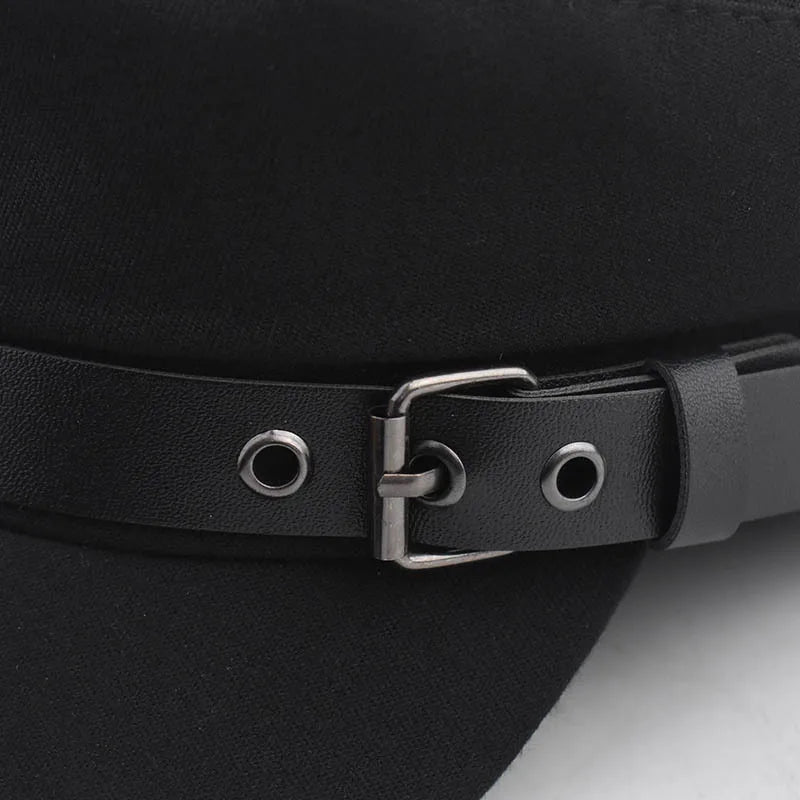 Belt Buckle Flat Top Duck Hat Fashion Trend Beret Artist Octagonal Cap