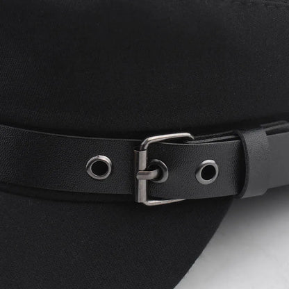 Belt Buckle Flat Top Duck Hat Fashion Trend Beret Artist Octagonal Cap