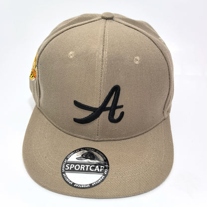 Letter A Embroidered Flat Brim Snapback Cap