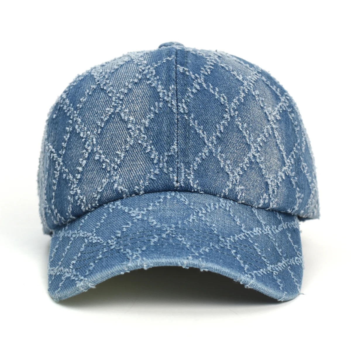Lattice Washed Cotton Baseball Cap Men Women Vintage Denim Dad Hat