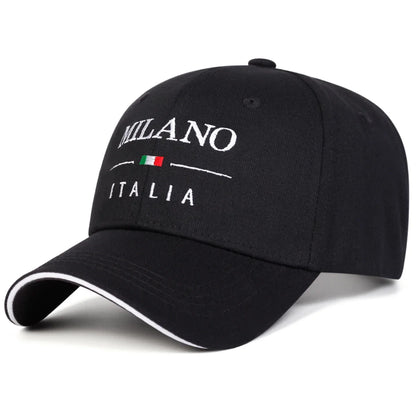 Unisex Milano Italia Letter Embroidery Baseball Caps Spring Autumn