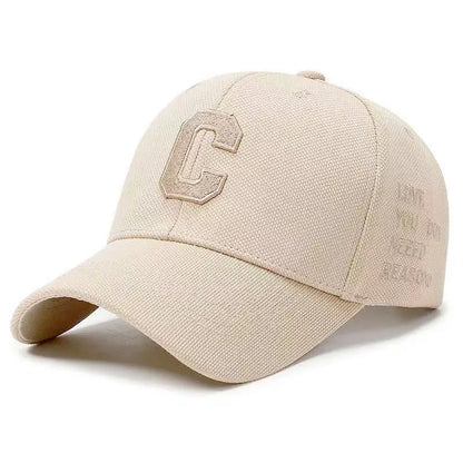 White Golden Letter Baseball Cap For Men