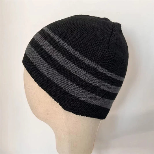 Winter Striped Knitted Acrylic Hat Soft Warm Unisex Beanies Women And Men
