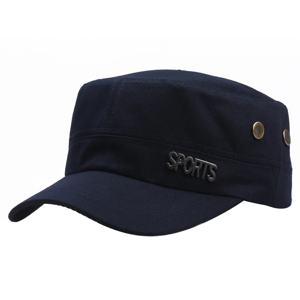 Men's Flat Top Army Baseball Cap Women Spring Solid Cotton Military Tactical Snapback