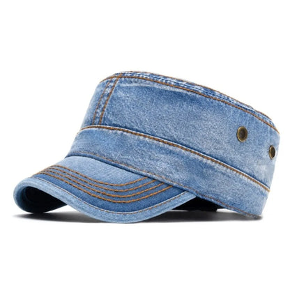 Casual Washed Cotton Peaked Visor Hat Flat Top Adjustable Trucker Hat