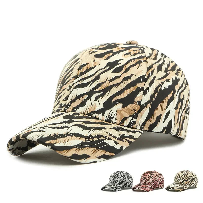 Polyester Leopard Print Casquette Baseball Cap Adjustable