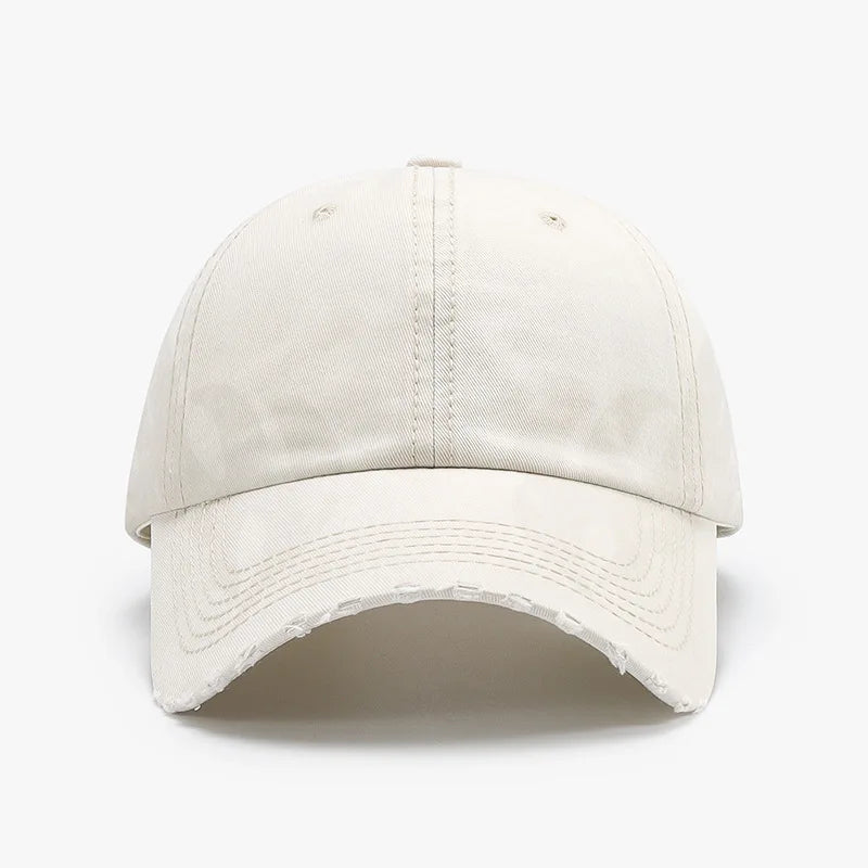Unique Versatile Fashion Japanese Retro Washed Mixed-Color Ripped Baseball Cap