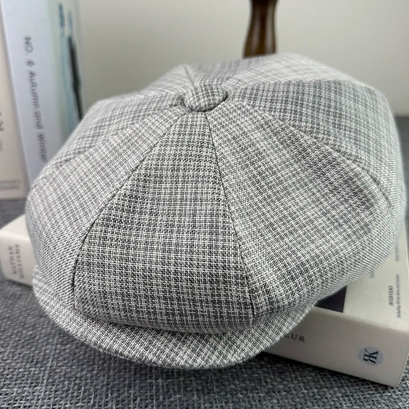 Summer Flax Newsboy Caps Breathable Octagonal Hat