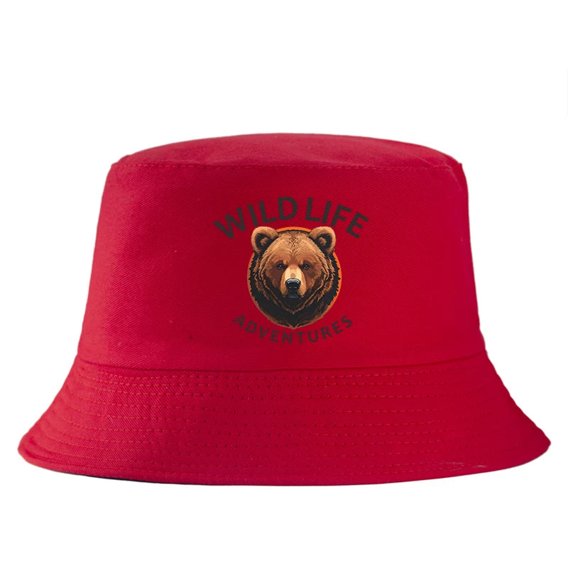 Wild Life Bear Print Bucket Hat Outdoor Sun Cap Men Women