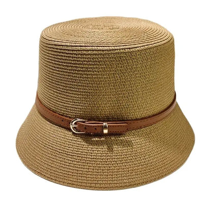 Women's Summer Bucket Hat Belt Decoration UV Protection Sun Cap