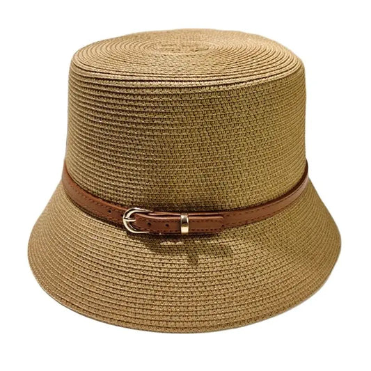 Women's Summer Bucket Hat Belt Decoration UV Protection Sun Cap