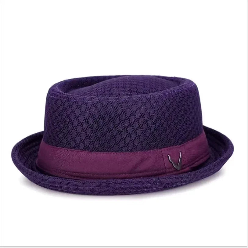 New Breathable Hat England Mesh Flat Straw Hat Retro England Jazz Foldable Sun Hats