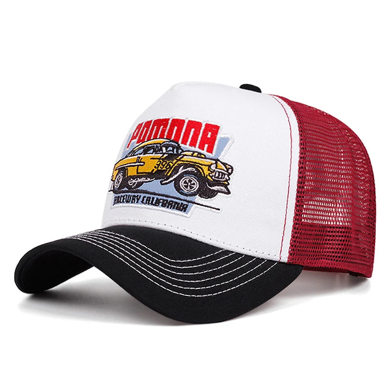 Personalized Creative Mesh Hat Pomnna Car Embroidery Baseball Hat