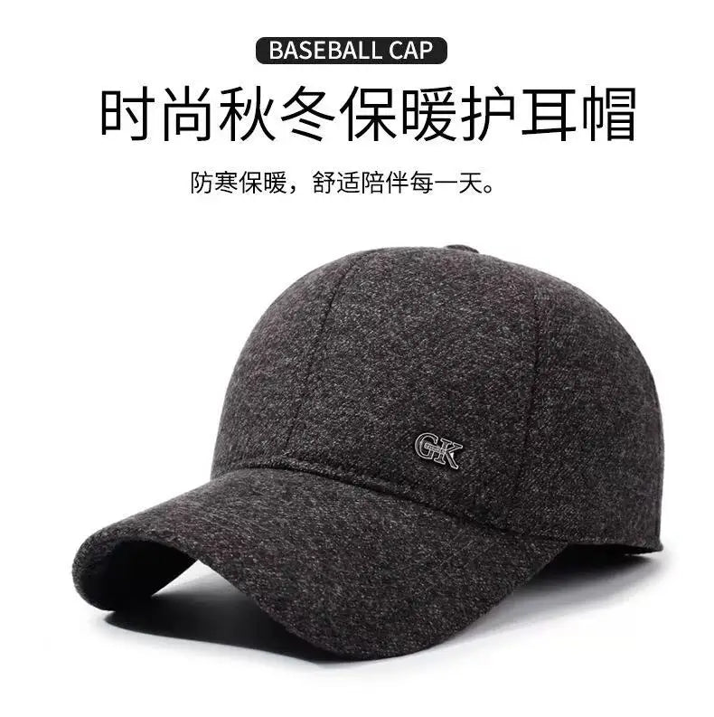 Thickened Warm Winter Hat Color Block Earflap Baseball Cap Ear Protection Adjustable Outdoor Casual Cap