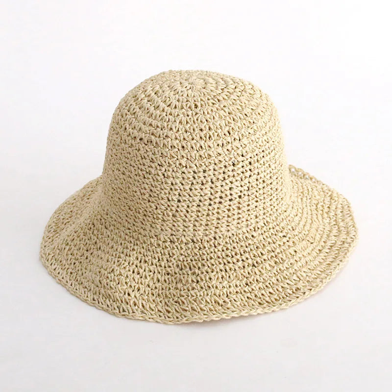 Handmade Straw Woven Retro Fisherman Hat Big Edge Foldable Sun Hat