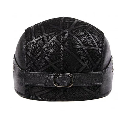 Genuine Leather Boina Thin Print Geometry Berets Hats