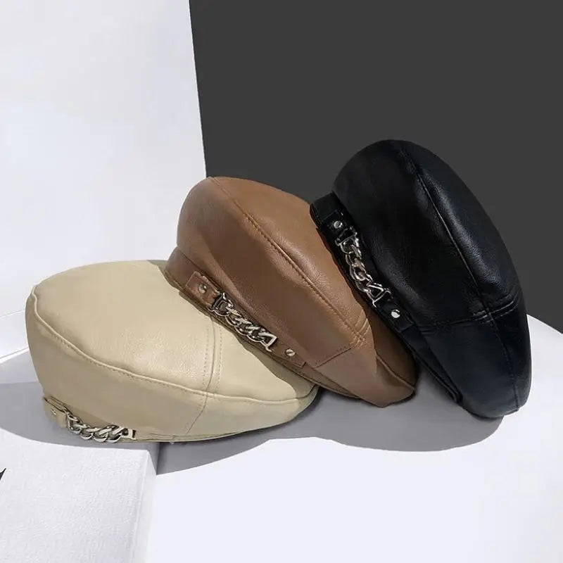 New Women's Hat Beret New Fashion All-Match Houndstooth Female