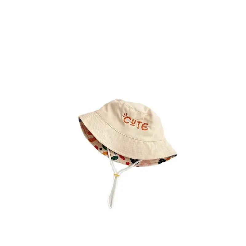 Double Sided Baby Bucket Hat Letter Embroidered Boys Girls