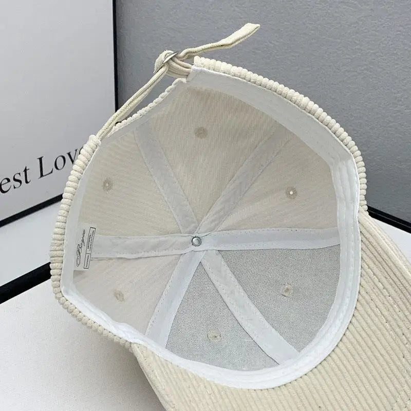 Fashion Corduroy Baseball Cap Ladies Letter R Women