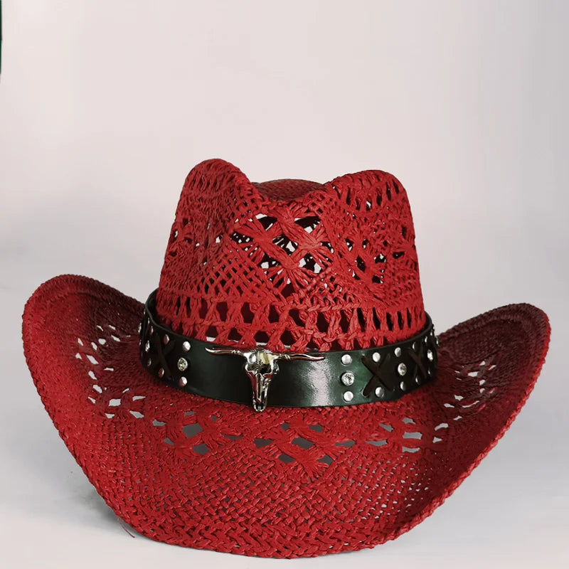 Western Cowboy Straw Hat Women Fashion Large Brim Straw Hat Breathable Outdoor