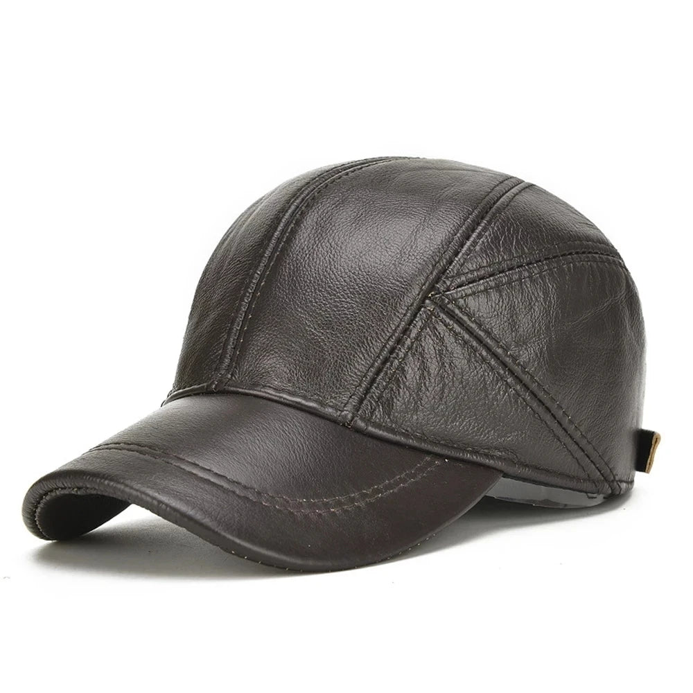 Men's 2026 Casual Real Leather Earflap Cap Men