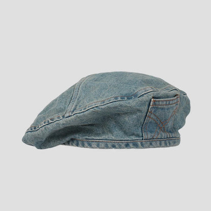 Women's Artistic Style Retro Washed Cotton Denim Beret Hat