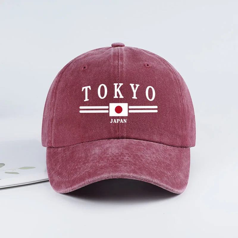 TOKYO JAPAN Printed Washed Baseball Cap Tokyo Japan Urban Style Classic Fashion Daily Commuting