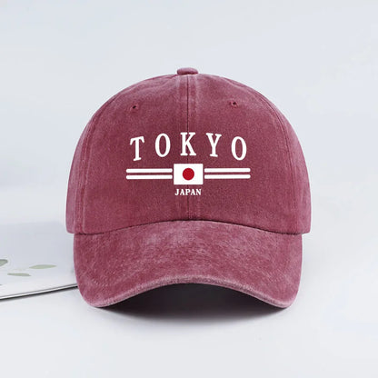 TOKYO JAPAN Printed Washed Baseball Cap Tokyo Japan Urban Style Classic Fashion Daily Commuting