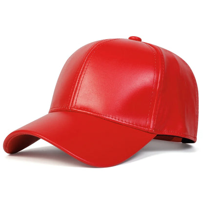 Unisex Light Panel Solid Color PU leather Baseball Caps Spring Autumn