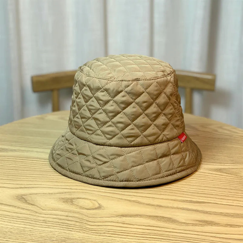 Ultra Light Down Bucket Hat For Women Winter Thick Cotton Fisherman Cap