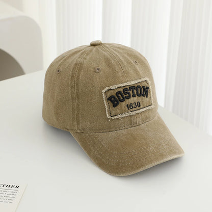 Solid Color Patch Edge Embroidered Three Dimensional Letter BUSTON Baseball Cap With Soft Top Hat