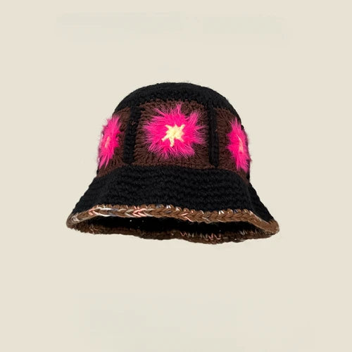 Dopamine Autumn Crochet Panama Cap Korean Handmade Bucket Hats