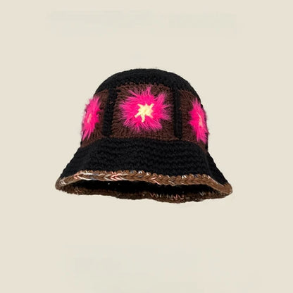 Dopamine Autumn Crochet Panama Cap Korean Handmade Bucket Hats