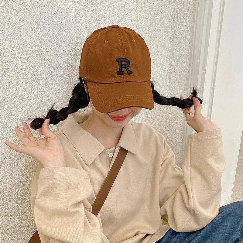 Embroidery Letter R Men Baseball Cap For Women